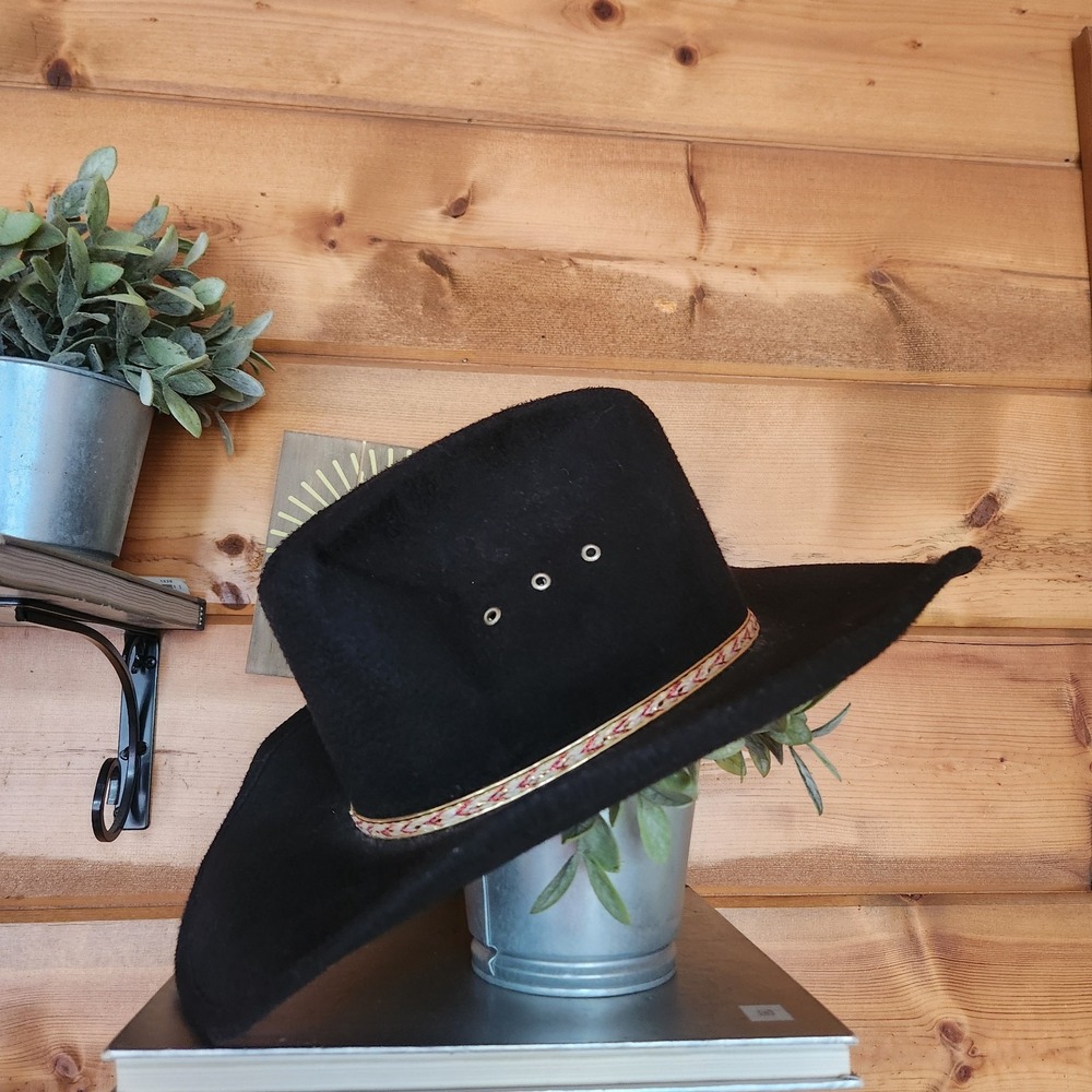 Western Express Brown Felt Cowboy Hat Mens Size 6 5/8 Mexico Ribbon Trim Vintage - Picture 4 of 8